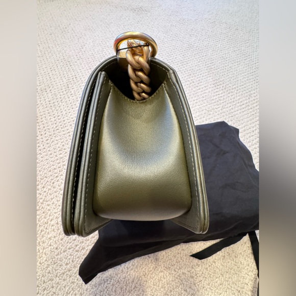 NWT 22K Chanel Small Boy Bag Kaki - Matte Gold Hardware - Picture 14 of 15